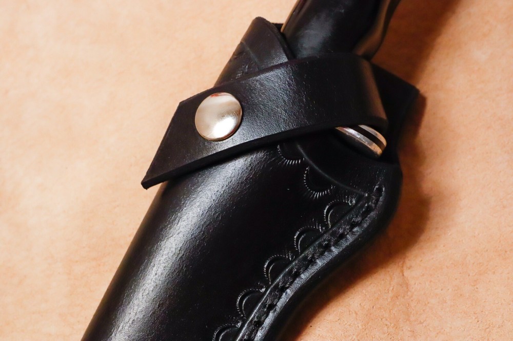 Custom Black Leather Sheath for Buck 119 (left hand)