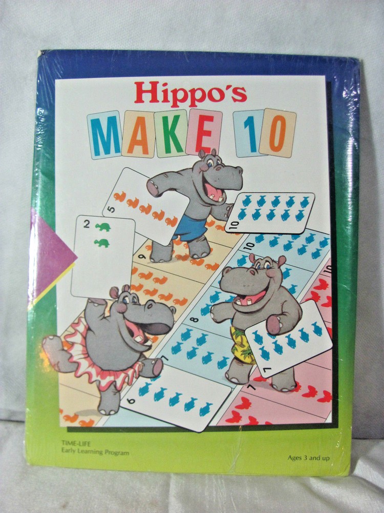 1990 Time-Life Early Learning Program Hippo's Make 10 Math Game for Ages 3 & Up