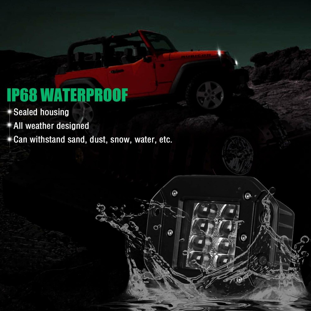 5" Flush Mount LED Work Lights Backup Reverse Bumper Off-Road Driving Cube Pods