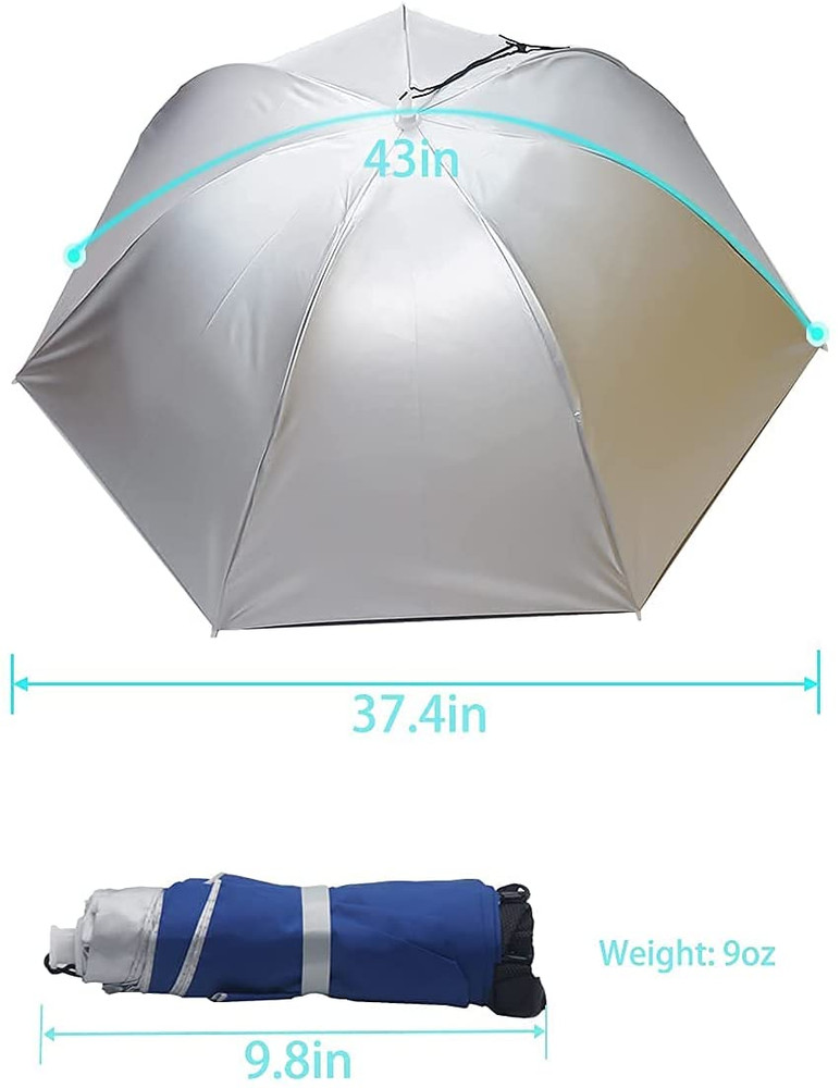 Fishing Umbrella Hat Cap 37"Hands Free Foldable UV Protection Adjustable Camping