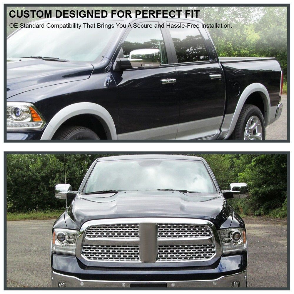 Left Fits 2013-2019 Ram 1500 Chrome Power Fold+Heated+Temper Sensor Side Mirror
