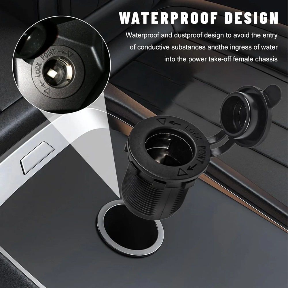 12V Car Cigarette Lighter Socket, Waterproof Plug Power Outlet Replacement, US