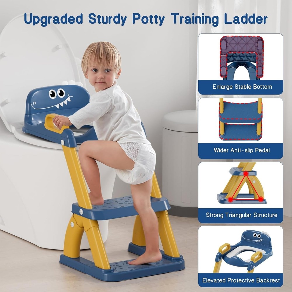 Potty Training Seat for Kids with Step Stool and Splash Guard, Adjustable Hei...