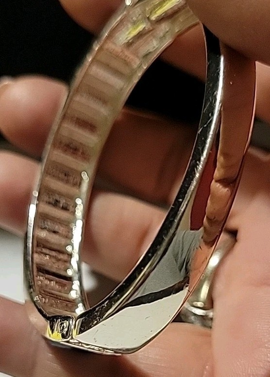 Signed Silvertone Blue Rhinestones Bangle Bracelet 6.5