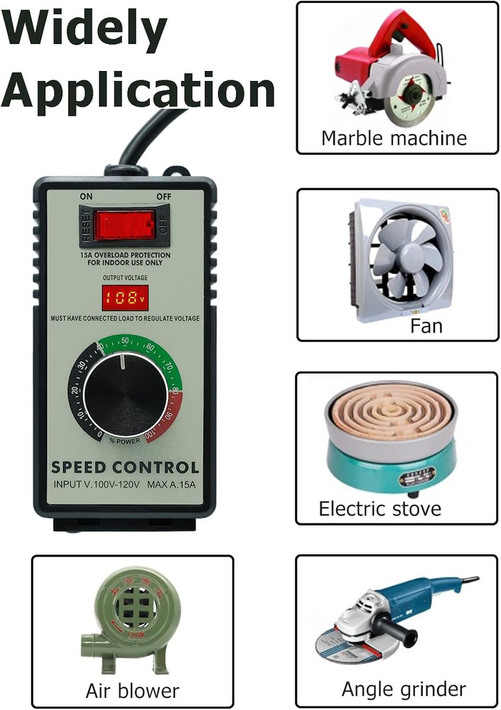 Motor Speed Controller 120V AC 15A Max 4000W Variable Speed Controller Electroni