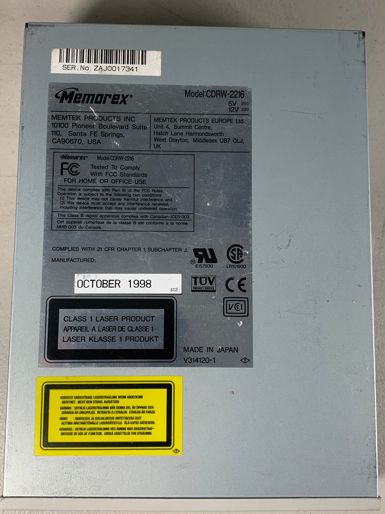 New Old Stock Memorex Model CDRW-2216 Internal Compact Disk Drive ONLY