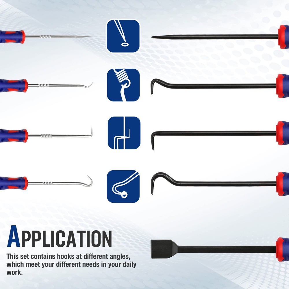 WORKPRO 9Pcs Precision Pick & Hook Set with Scraper, Small, Multicolor