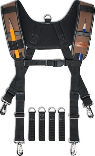 Heavy Duty Padded Tool Belt Suspenders, Fully Adjustable RipStop Support for Men