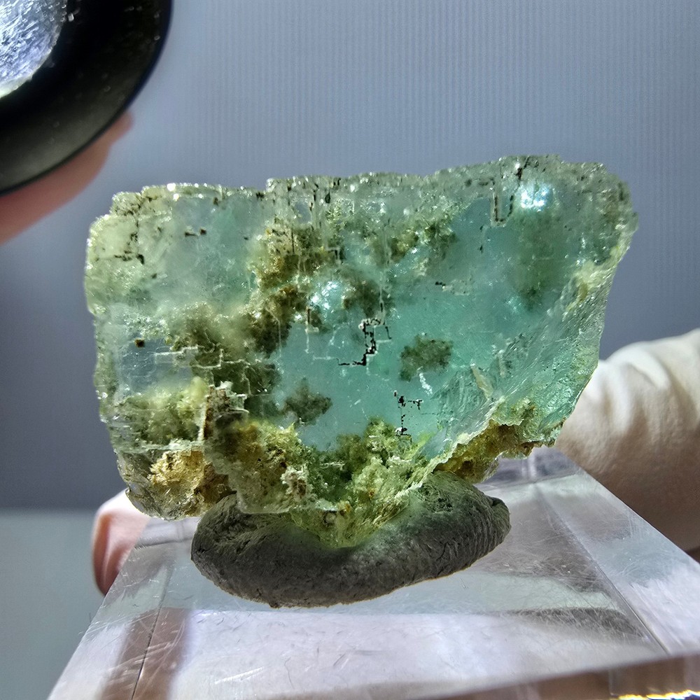 Clear Phantom Fluorite Cube parquetted, green Okorusu, Namibia 27*19*17mm