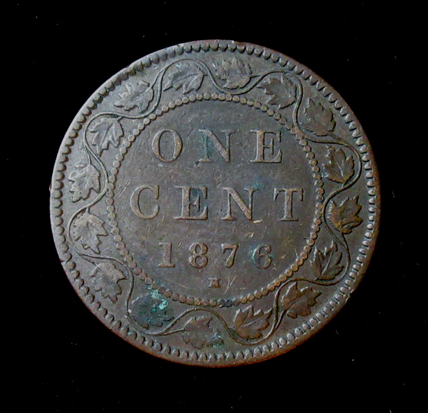 1876 Canada 1 Cent Queen Victoria Coin