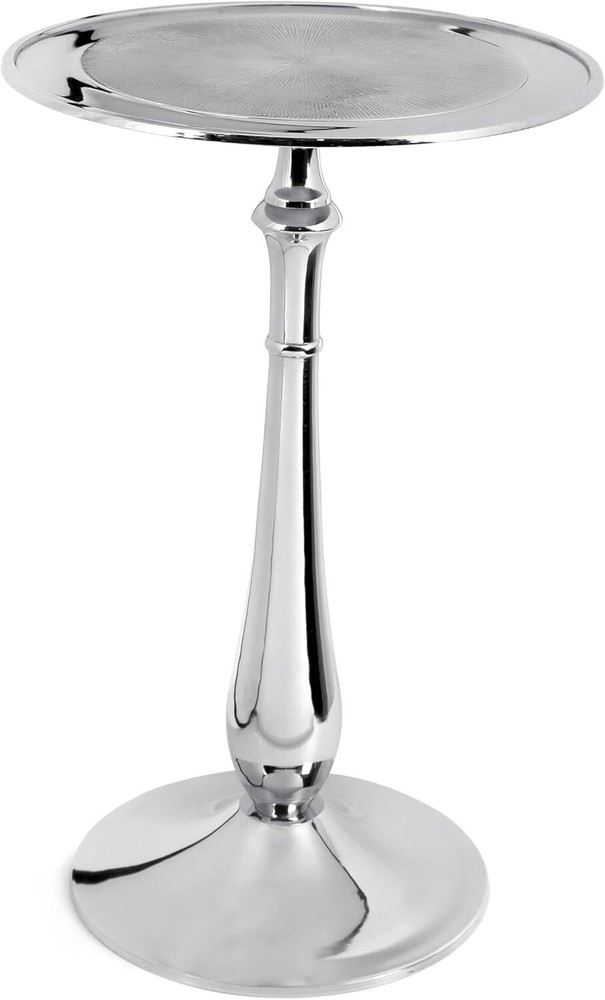 Round Side Table, Modern End 15" x x 21" - Inch, Platinum Silver