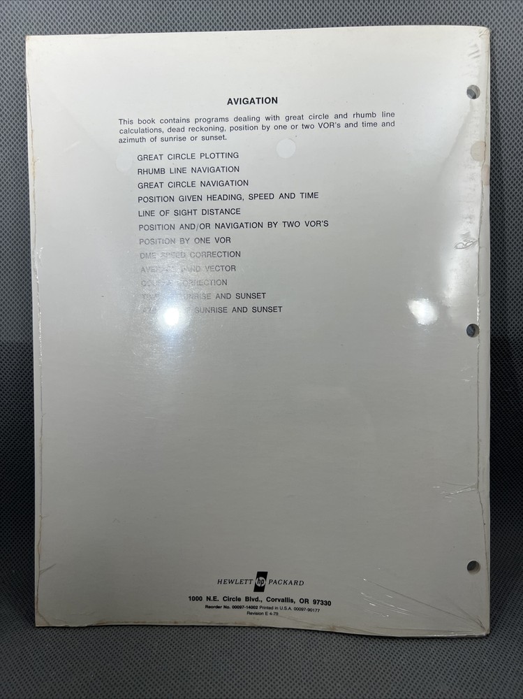 HP-67/HP-97 User's Library Solutions: Avigation, NEW