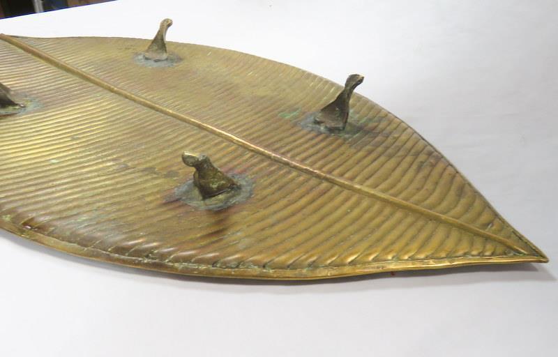 Antique Brass Footed Serving Platter 25" x 14"