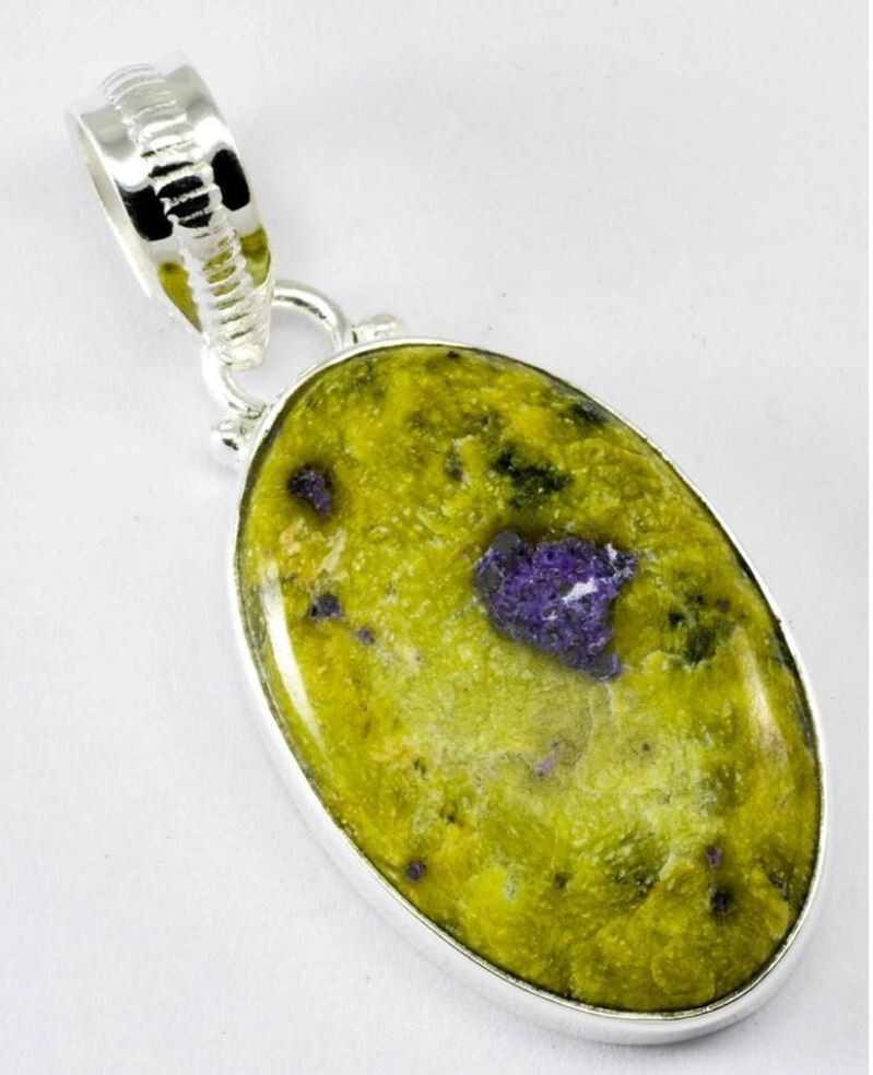 Natural Stichitte gemstone  Pendant in sterling silver