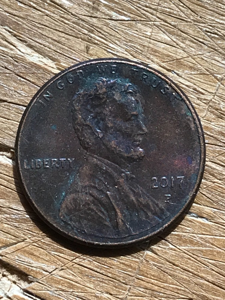 2017 P Lincoln Shield Cent Rainbow Toning