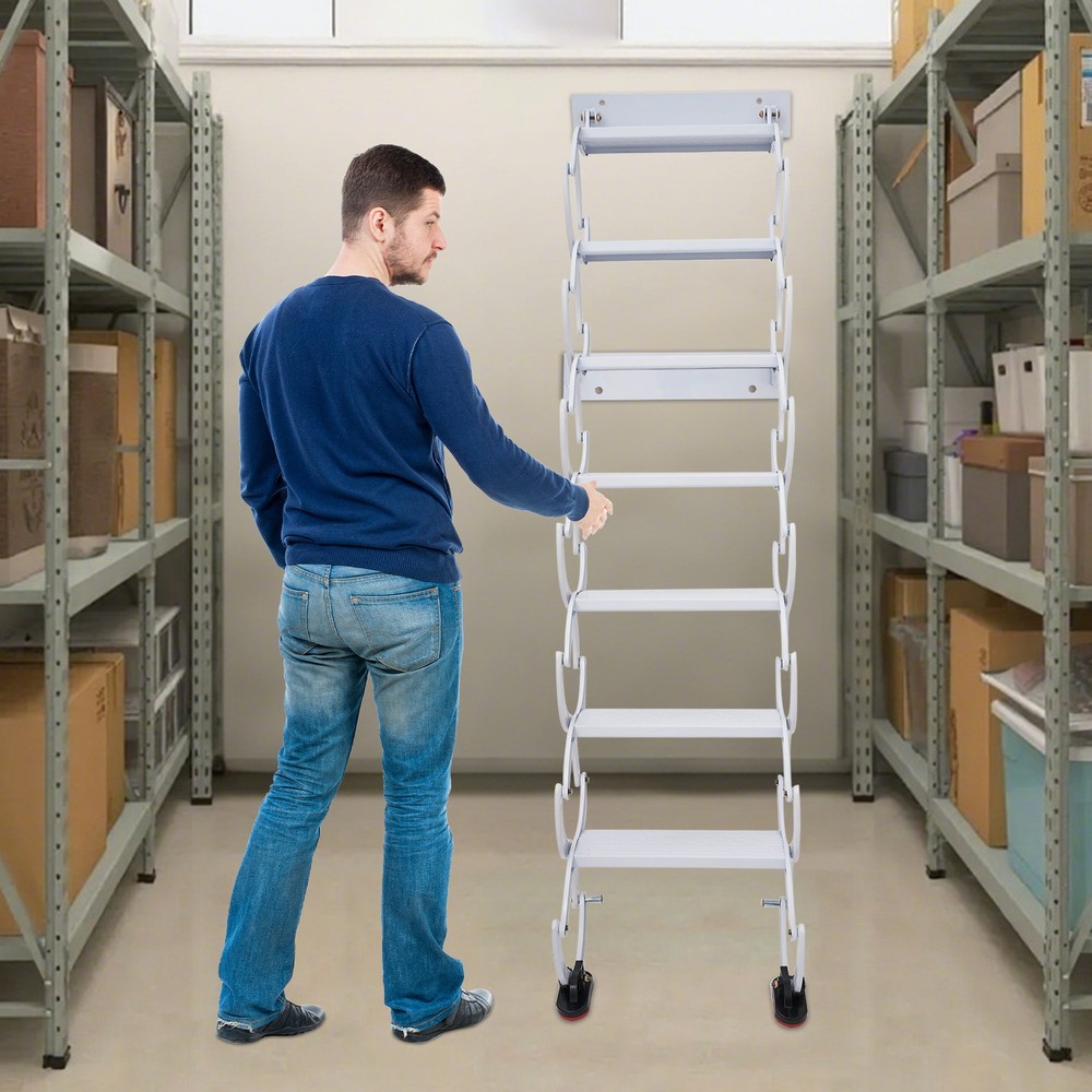7 Steps Wall Mounted Retractable Ladder Pull Down Telescoping Step Ladders Attic