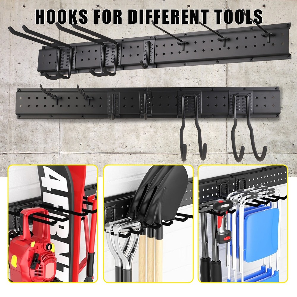GRAVEE 64 Inch Garage Tool Organizer Wall Mount with 12 Adjustable Hooks Storage