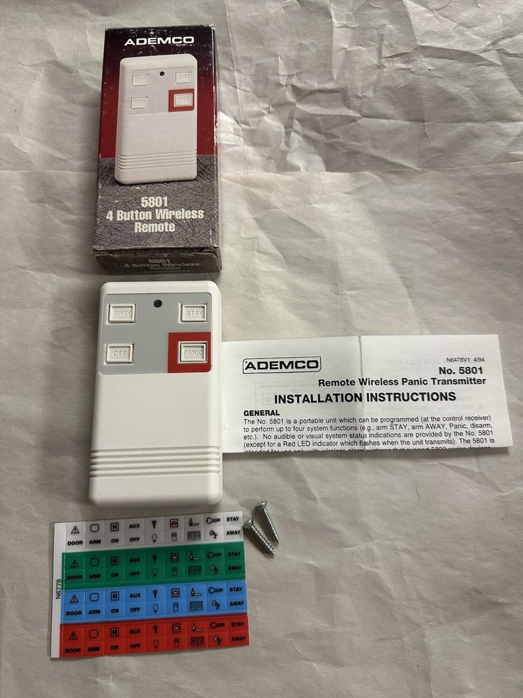 NEW Ademco 5801 4 Button Wireless Remote