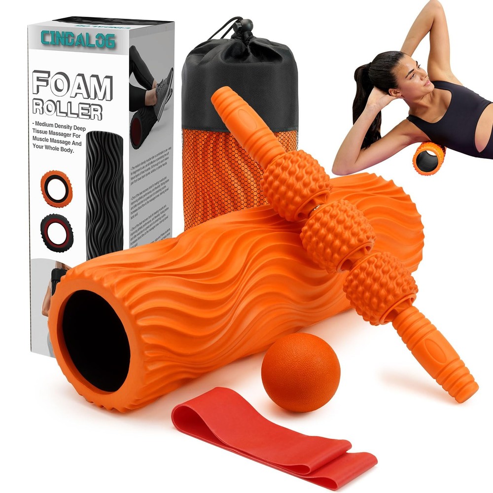 5 in 1 Foam Roller Set - Trigger Point Foam Back Roller, Muscle Roller Stick,...