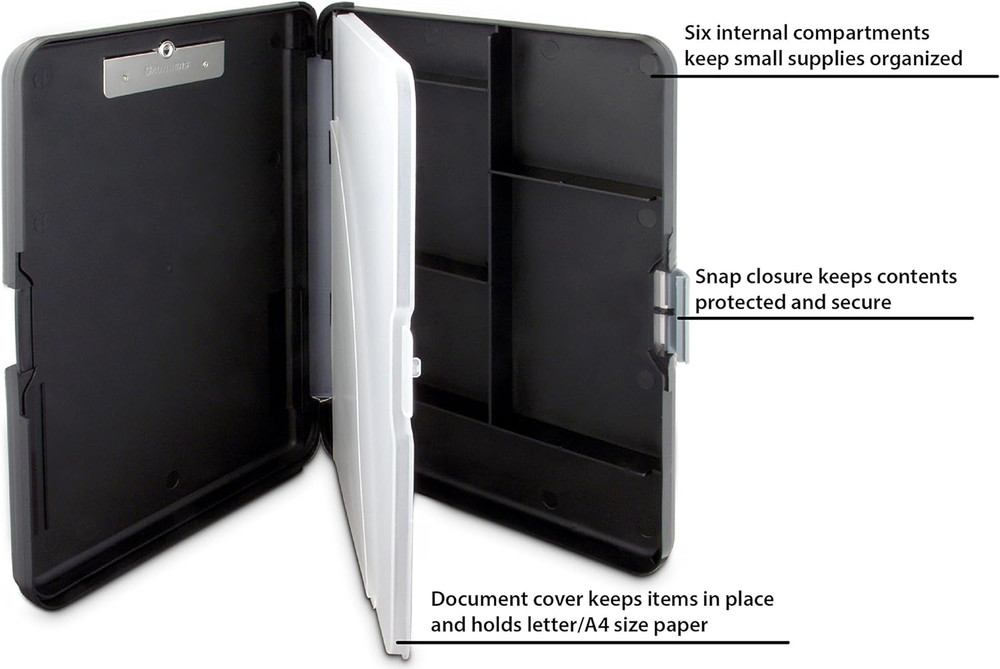 Saunders Workmate II 00552 Plastic Storage Clipboard - Black 9"x 12"