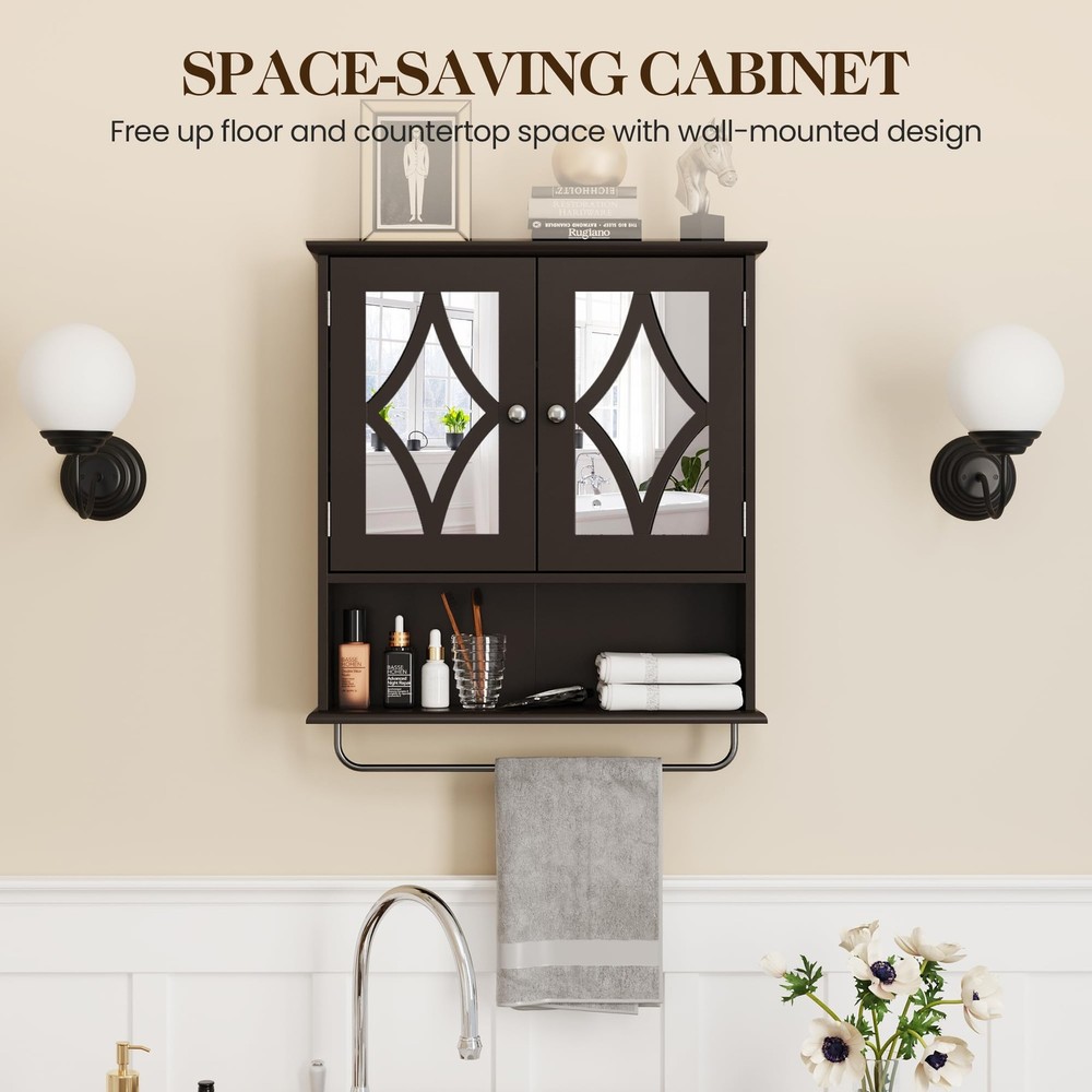 Bathroom Medicine Cabinet with Mirror Vanity Wall Mounted Storage Adjustable