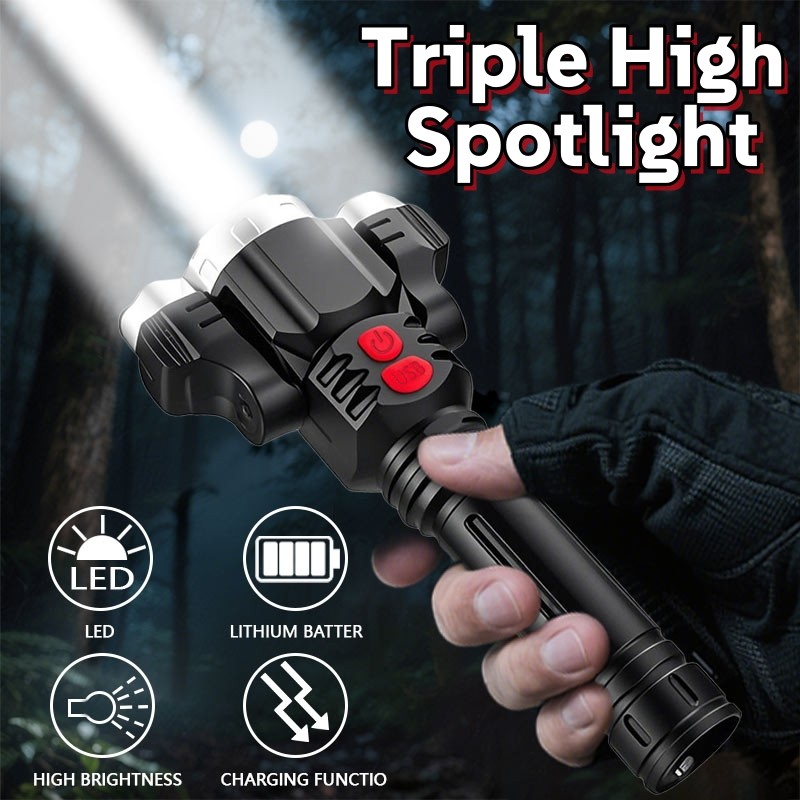 2PACK Super Bright 3-LED Flashlight Rechargeable Tactical Flashlights Work Light