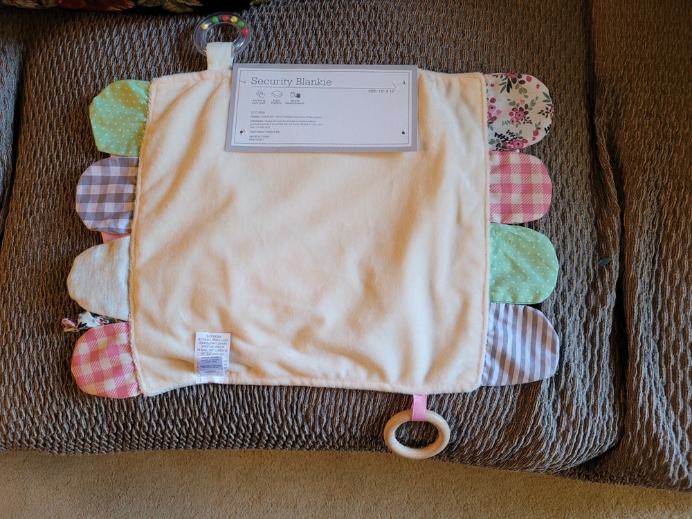 Modern Baby Elephant Security Blankie Teether Rattle Crinkle Sheet Lovie
