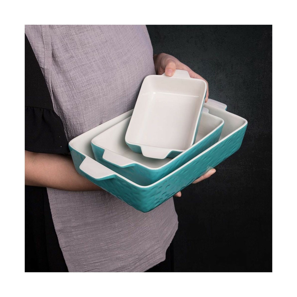 Bakeware Set, Krokori Rectangular Baking Pan Ceramic Glaze Baking Dish for Co...