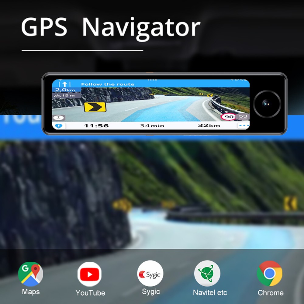 3 Channel Rearview Mirror Dash Cam With Bracket 4g Android Remote Live-View ADAS