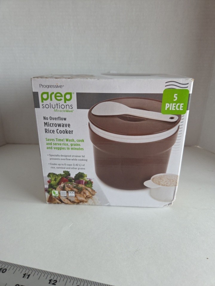 Miracle Ware Progressive Prep Solution Microwave 5 Piece No Overflow Rice Cooker