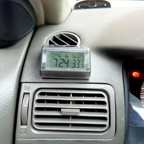Smart Car Dashboard Clock with Auto Night Backlight, Solar-Powered,