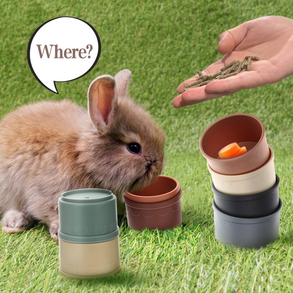 MEWTOGO 8 Pcs Stacking Cups for Bunny - Multi-Colored Reusable Rabbits Pastel