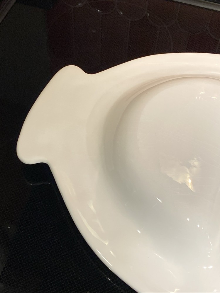 Large William Sonoma White Oval Divided Tray Raised Vegetable Pattern