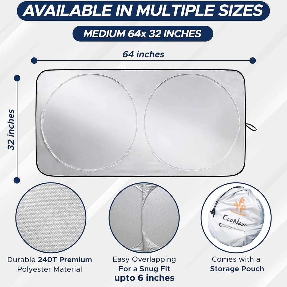 EcoNour Car Windshield Sunshade | Blocks 99% Heat & Keeps Interior Cool |