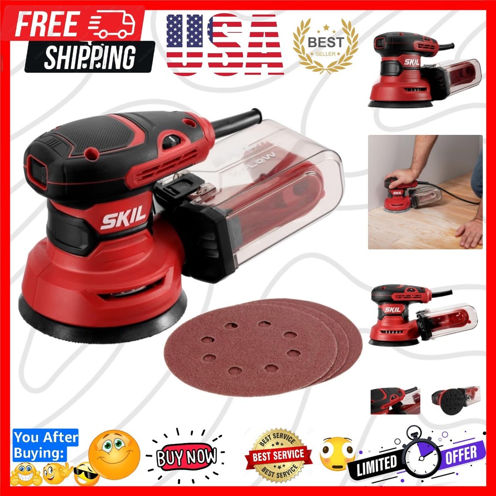 5” Random Orbital Sander with Cyclonic Dust Box & 3pc Sanding Sheet - SR21160...