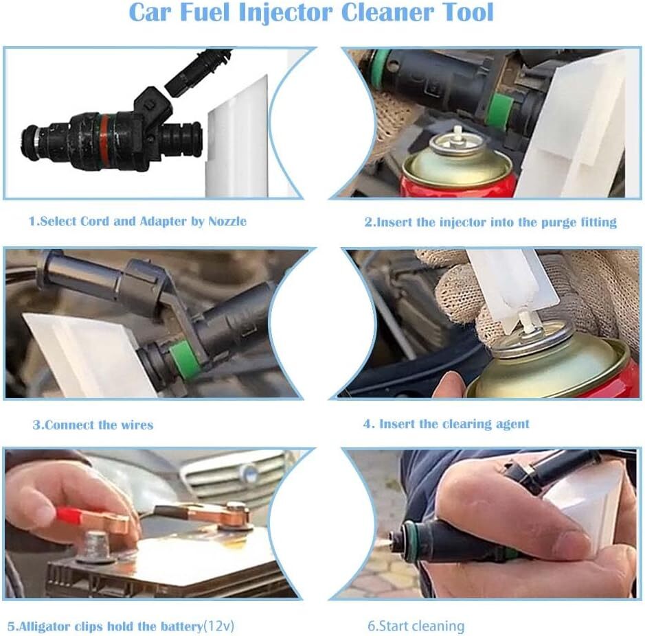 Universal Fuel Injector Tester Cleaner & Adapter DIY Cleaning Tools Kit 2Sets