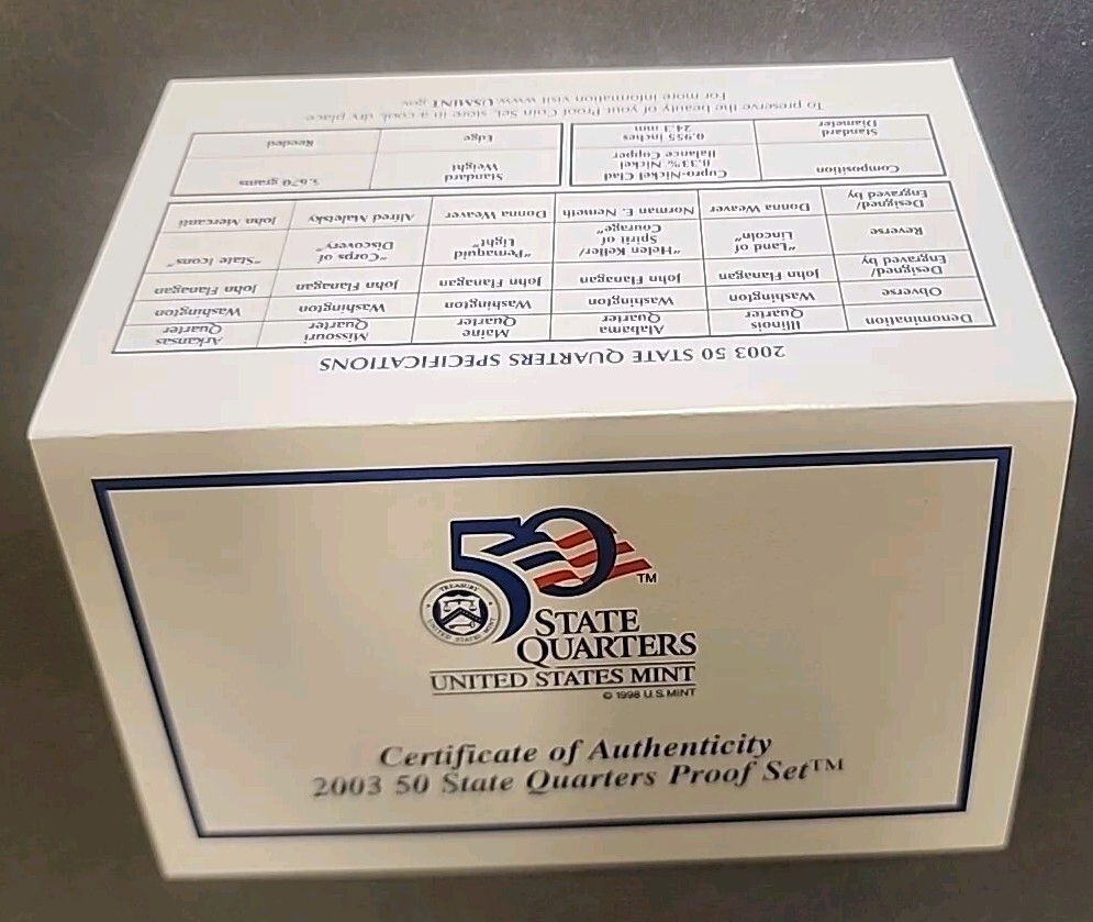 2003-s Clad STATE QUARTERS Proof Set in original BLUE box