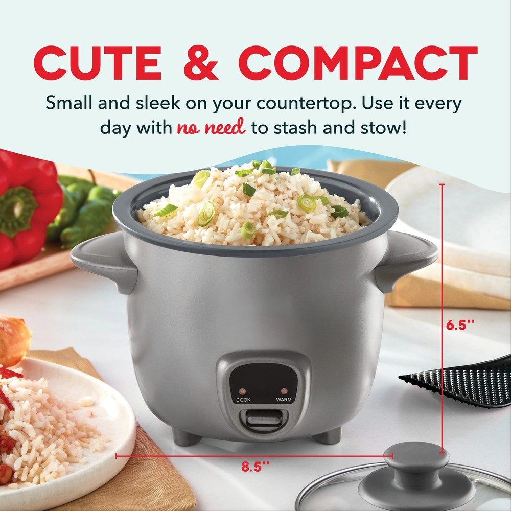 Mini Rice Cooker Steamer with Removable Nonstick Pot, Keep Warm Function