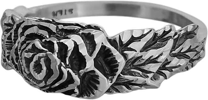 Size 4 Diamond Cut Full Bloom Rose Ring