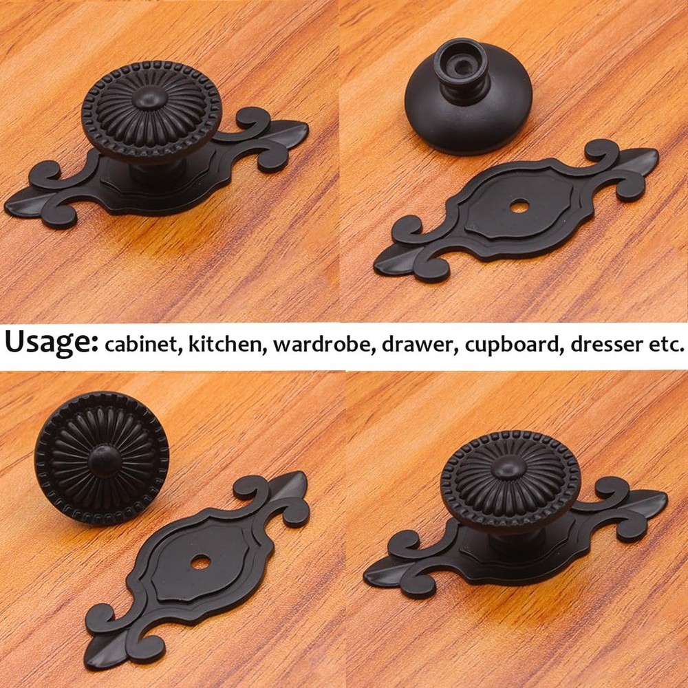 Antique Cabinet Knobs, [4 Pack] Vintage Retro Mushroom Drawer Knobs with Back...
