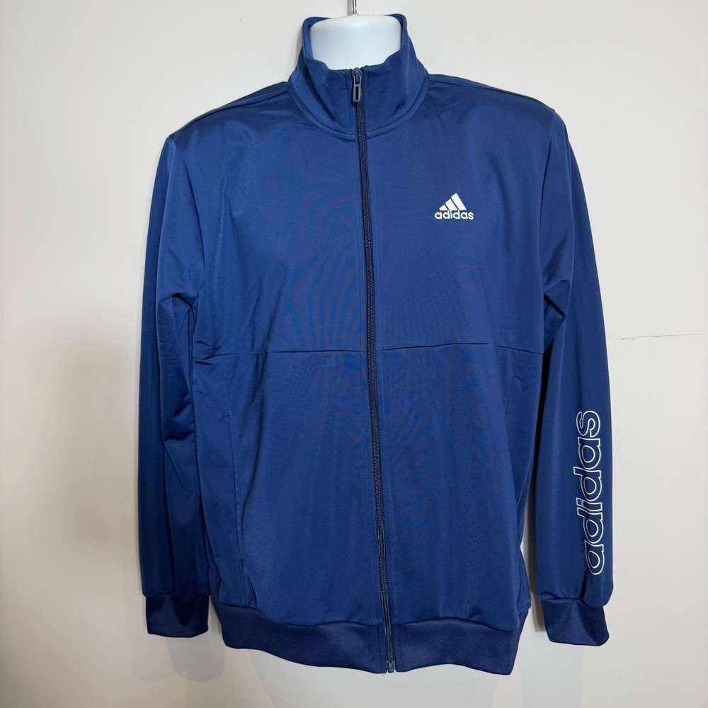 Adidas Track Jacket Linear Poly Full Zip | Men's | Blue | Medium | New with Tags