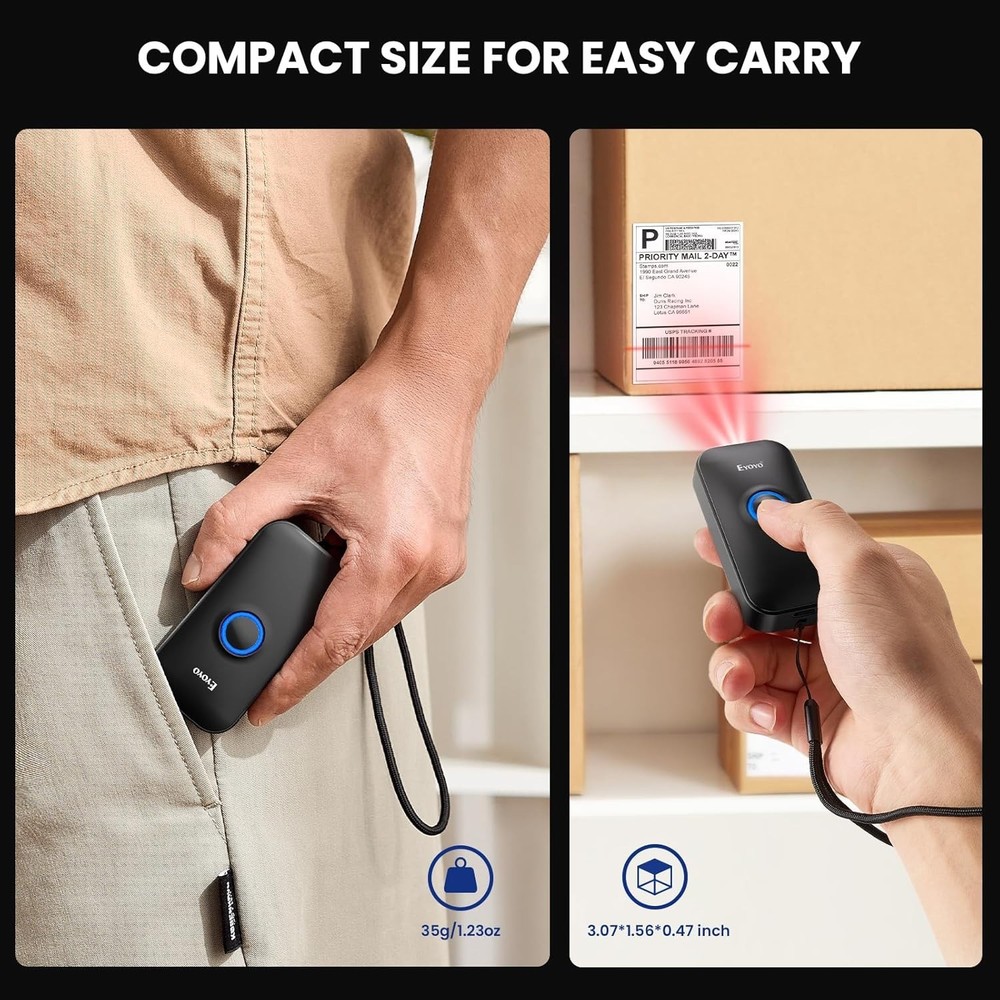 Rechargeable Mini Barcode Scanner - 3-in-1 Bluetooth, USB & 2.4G Connectivity!