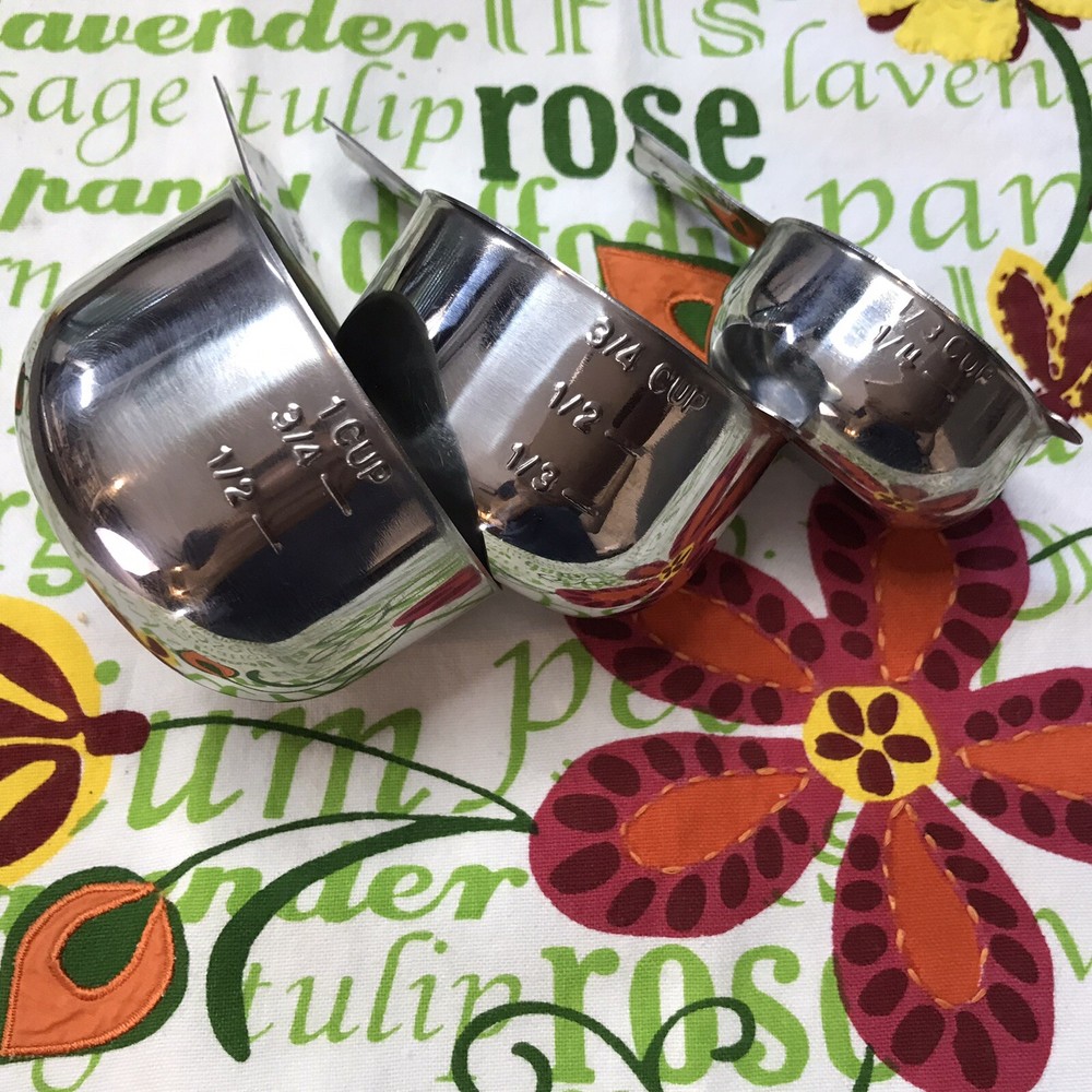 Set 3 Chefs Grade Measuring Cups Cooking Kitchen Tools Stainless Steel