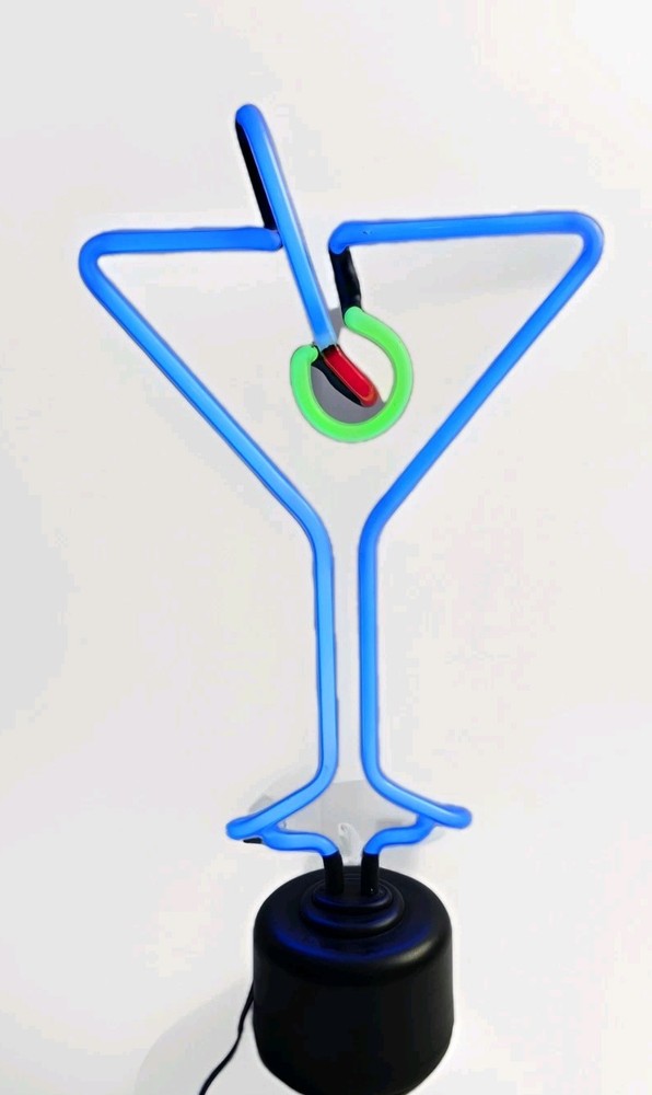 Lite FX Martini Neon Light 10" Tall Blue Works Plug In