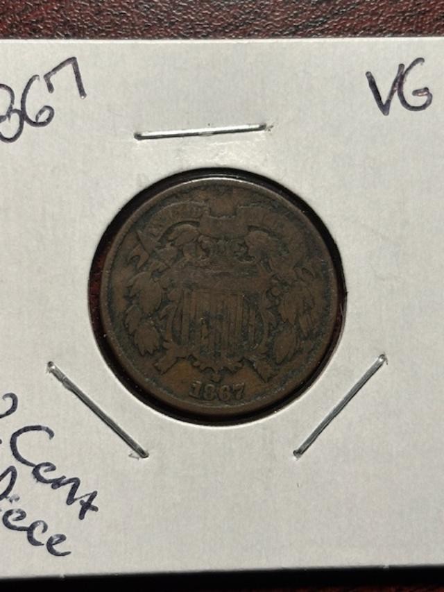 1867 Two Cent Piece — Circulated - NICE DETAILS
