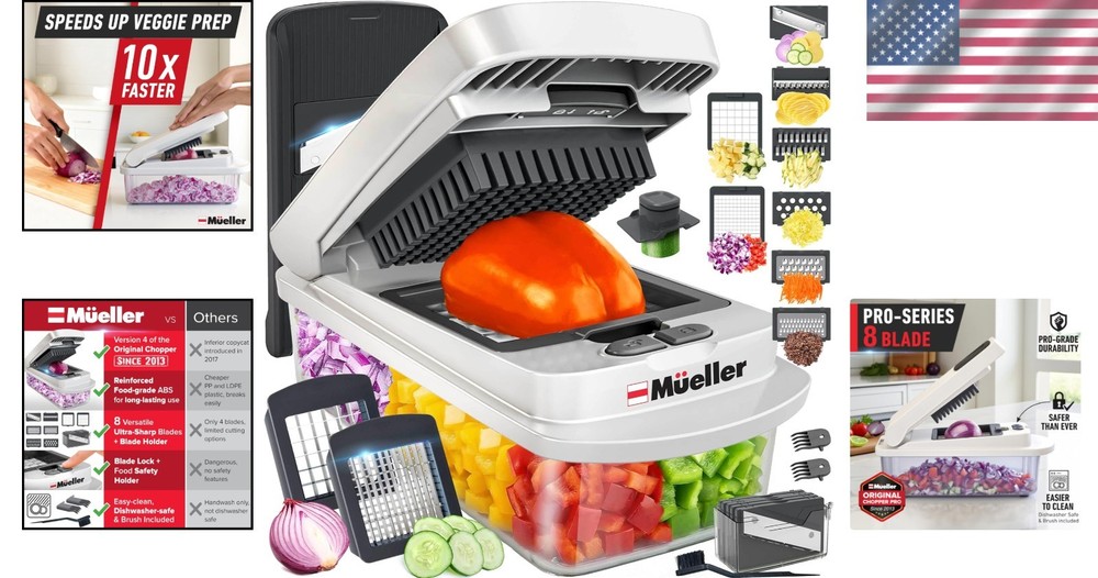 Mueller Vegetable Chopper - 8-Blade Mandoline Slicer for Perfect Meals