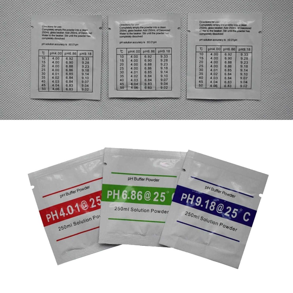 15 PCS PH BUFFER SOLUTION POWDER PRECISE CALIBRATION - pH 4.01 / 6.86 / 9.18 New