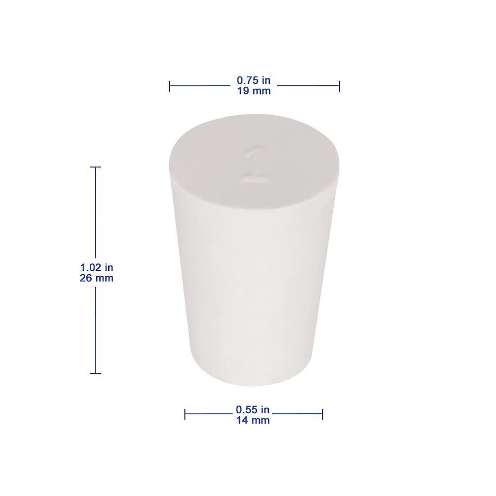 10 Pack 1# Solid White Rubber Stoppers 0.55" Dia 1.02" Length