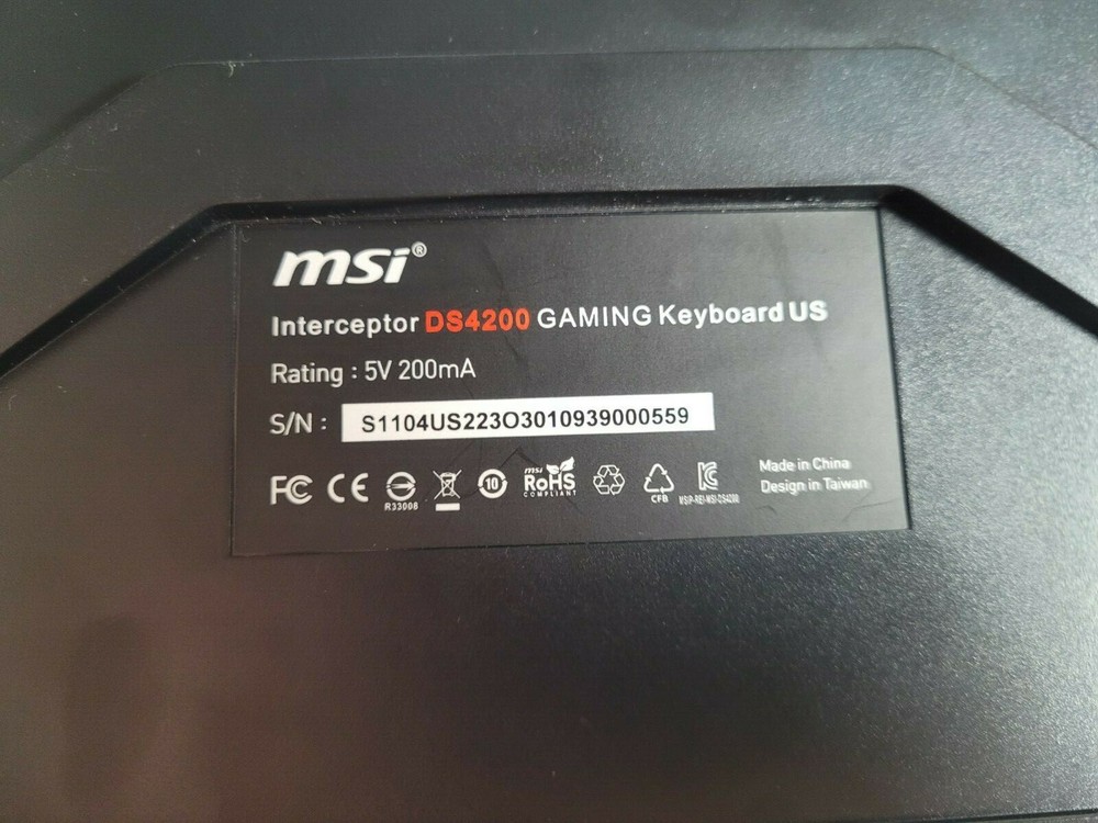 MSI G Interceptor DS4200 Gaming Keyboard Rainbow MultiColored LED Backlit Keys