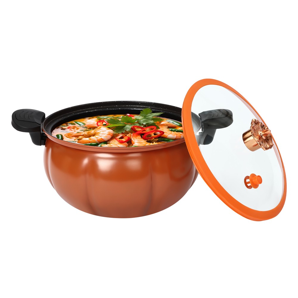 Micro Pressure Cooker - Pumpkin Shape, 8L Capacity, Non-Stick Design